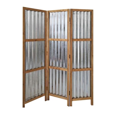 Palacedesigns 3 Panel Brown Corrugated Metal Room Divider PA2627348